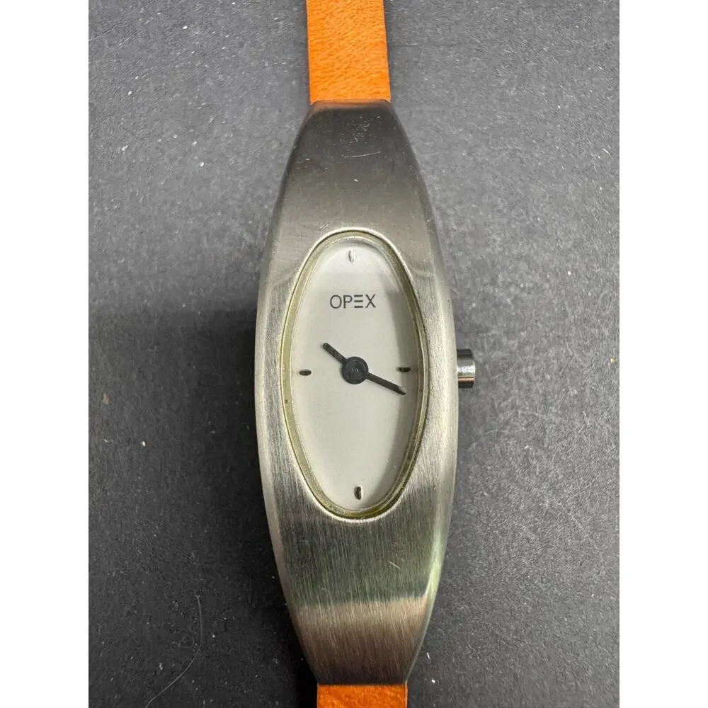 Opex Cybele Watch Silver Tone Brown Slim Leather Band WR 3ATM Stainless Steel